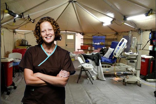 Kaci Hickox, with one of her photos of her quarantine tent